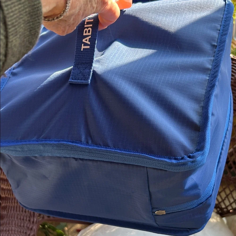 Tabitora Blue Hanging Closet Organizer with 4 Shelves; Folds into small cube;NWT
